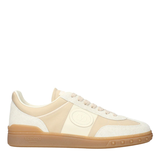 Beige Fabric Low Top Sneakers