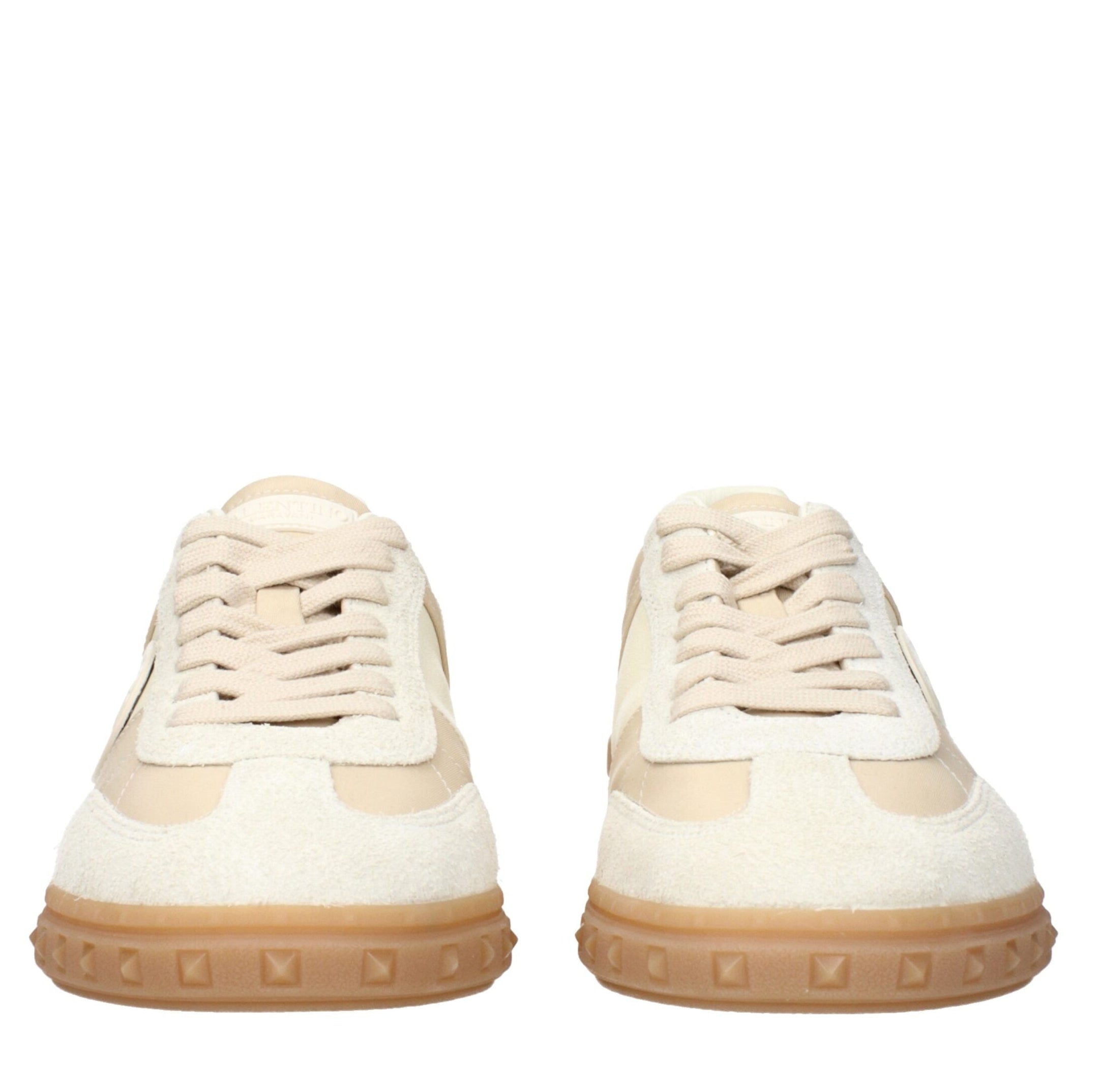 Beige Fabric Low Top Sneakers