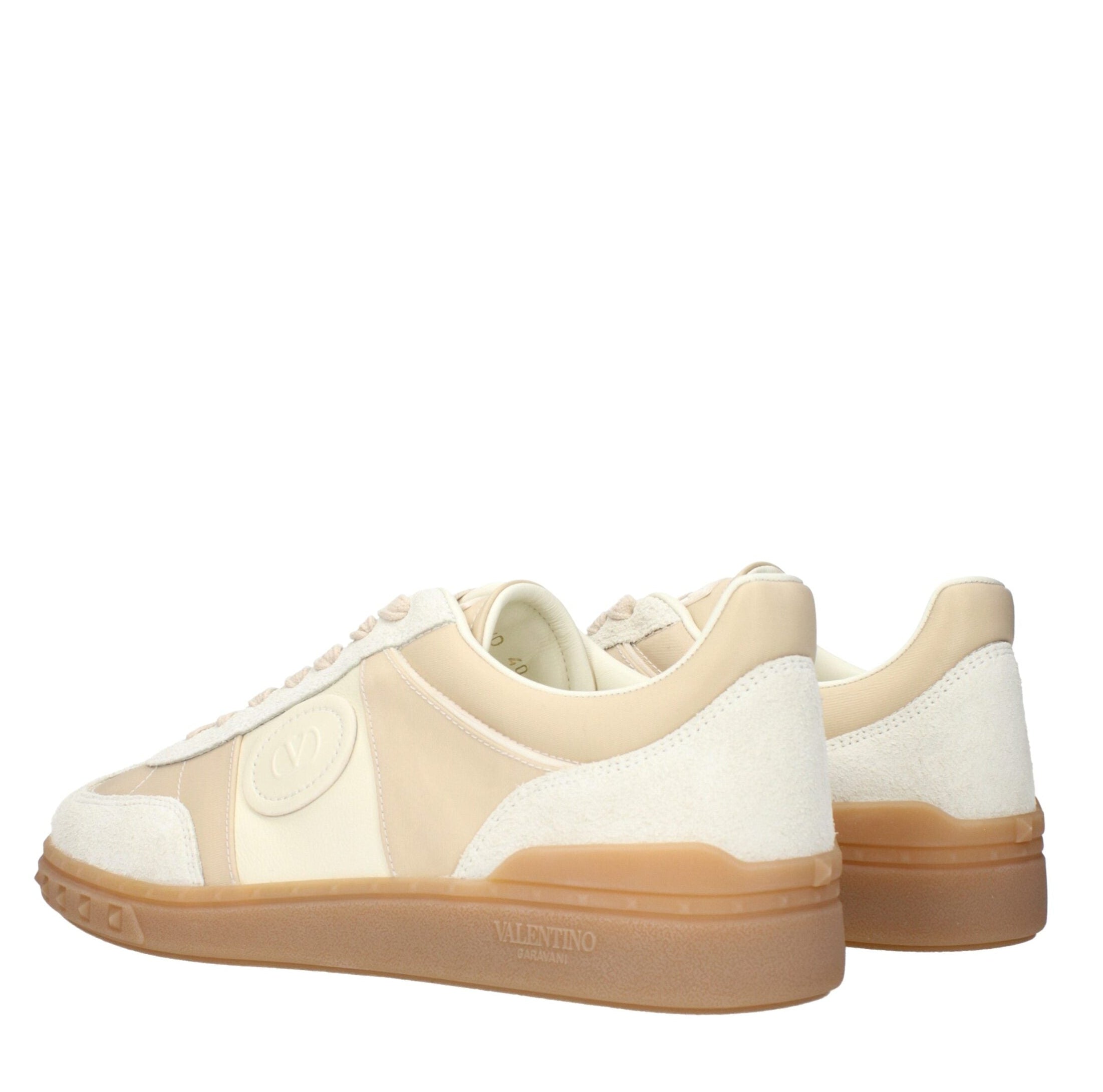 Beige Fabric Low Top Sneakers