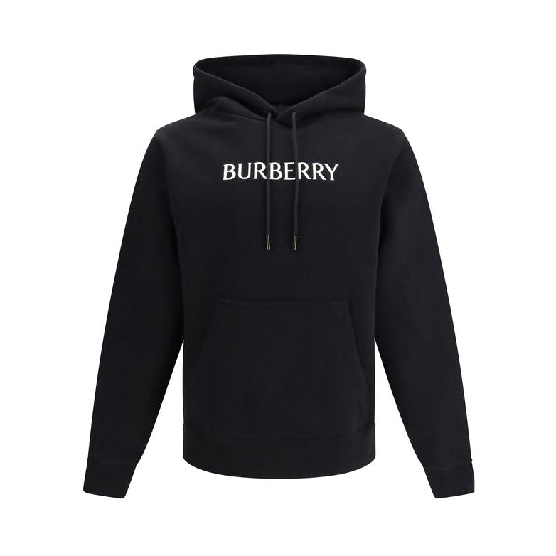Burberry – Felpa con Cappuccio Nera con Logo Burberry Bianco - Men