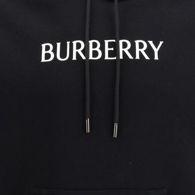 Burberry – Felpa con Cappuccio Nera con Logo Burberry Bianco - Men