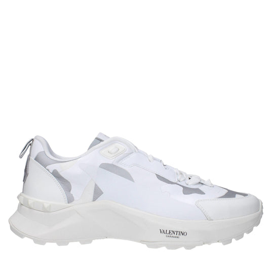White Fabric Athletic Sneakers