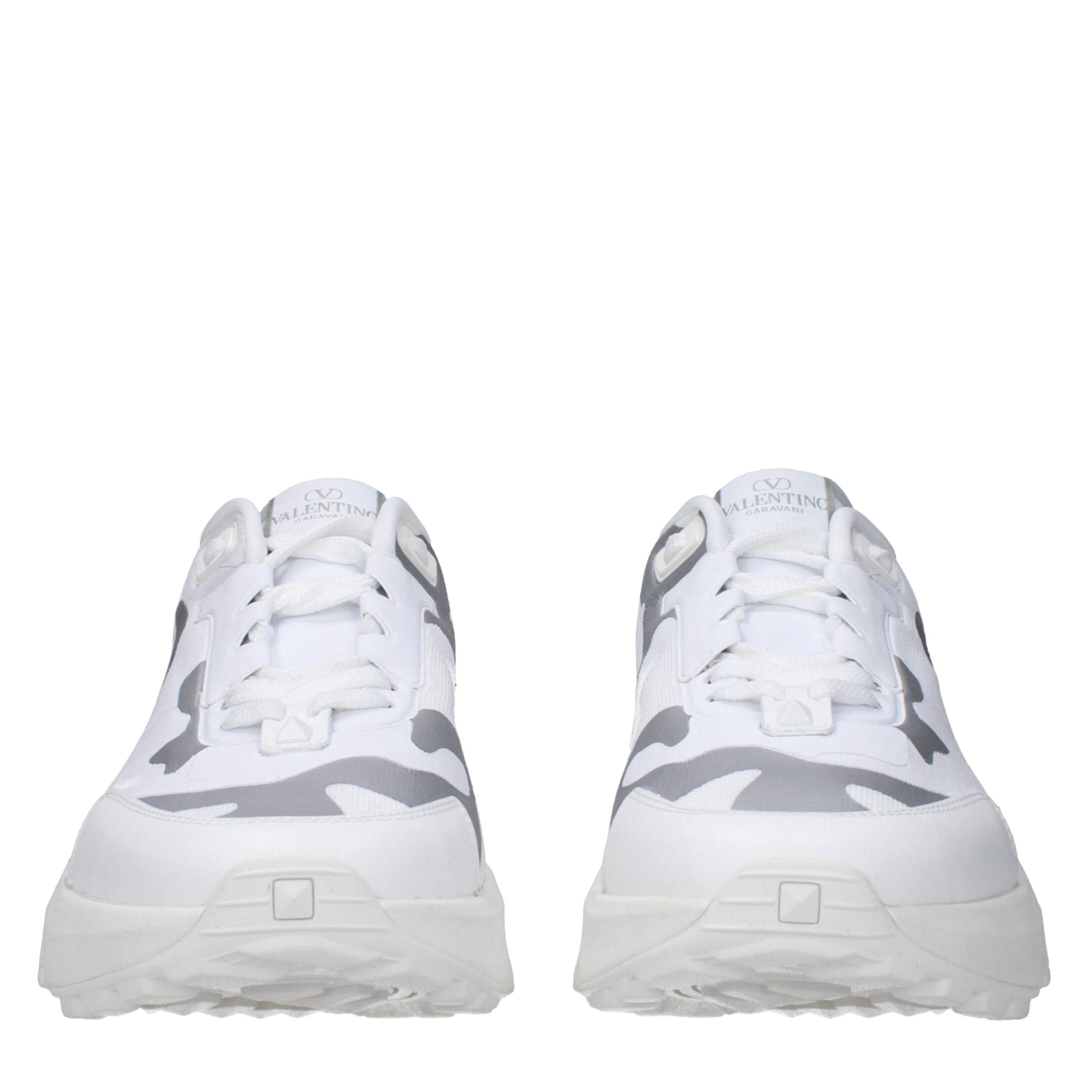 White Fabric Athletic Sneakers