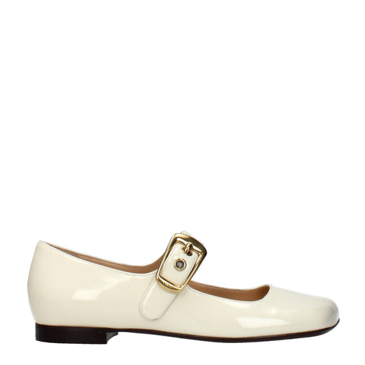 Beige Leather Ballet Flats