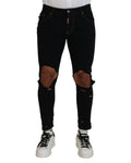 Black Cotton Skinny Pants