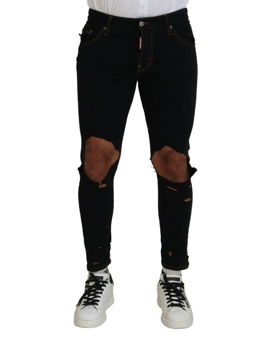 Black Cotton Skinny Pants
