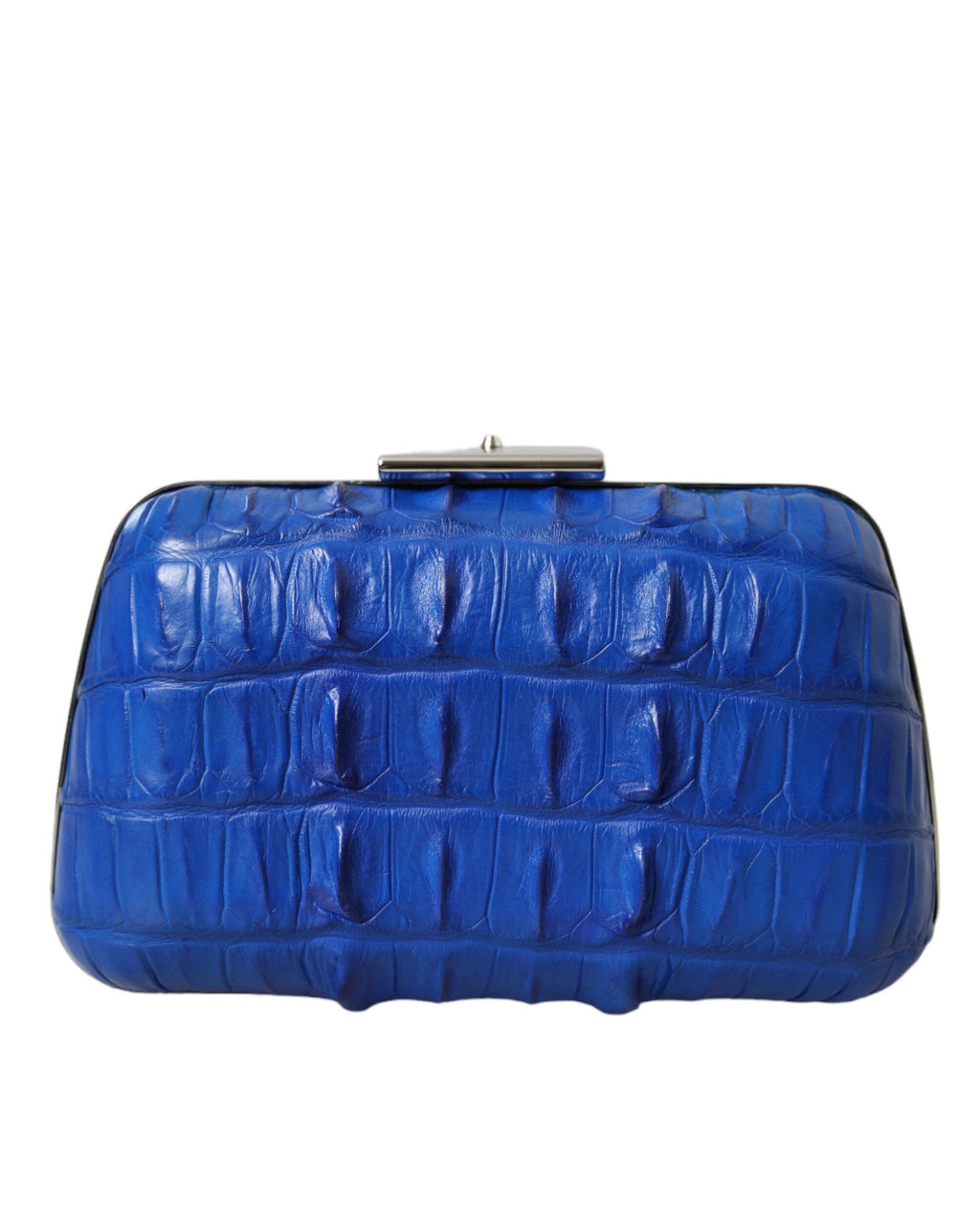 Balenciaga – Crocodile Skin Leather Evening Clutch Bag Blue Electrique