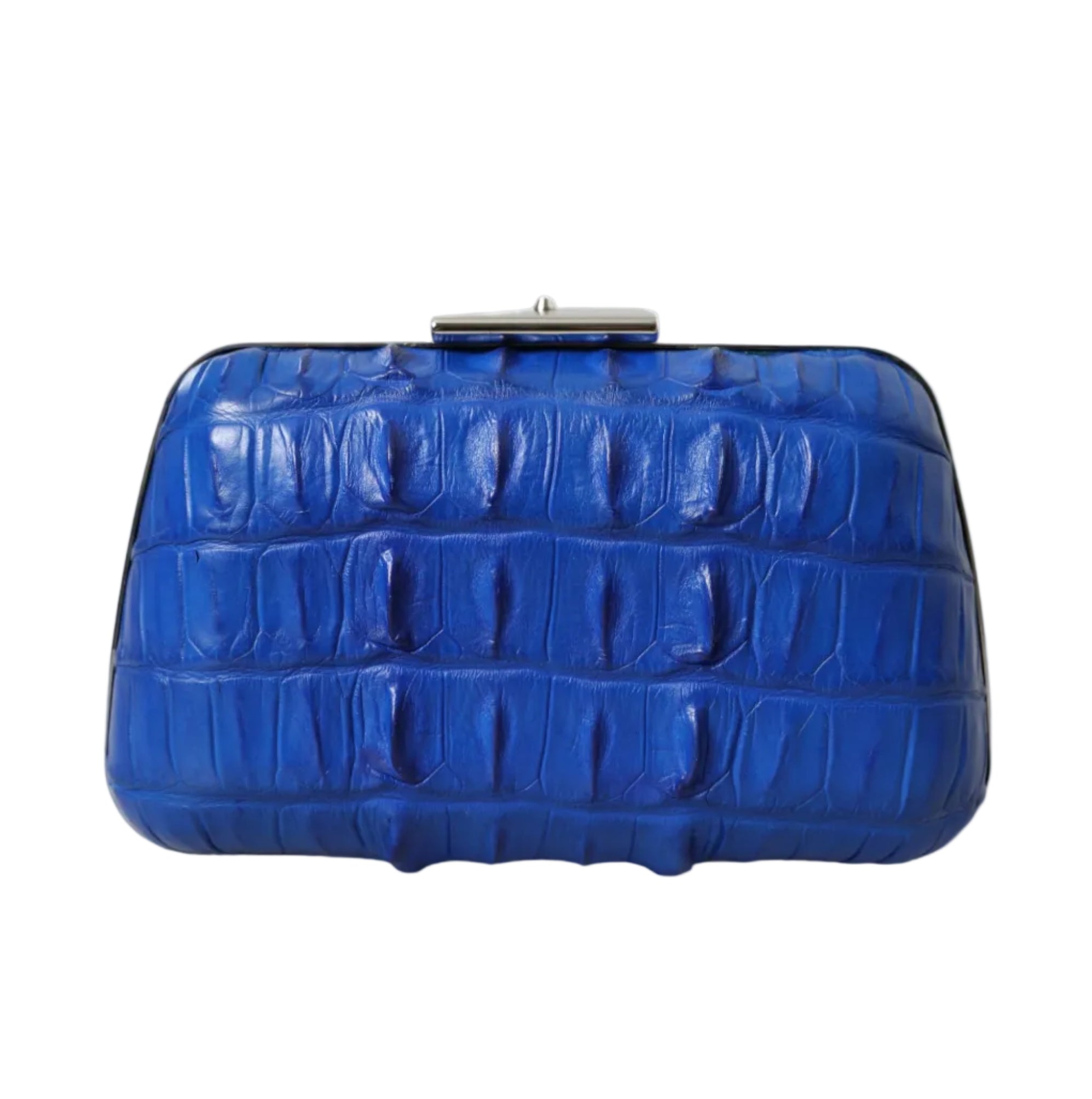 Balenciaga – Crocodile Skin Leather Evening Clutch Bag Blue Electrique