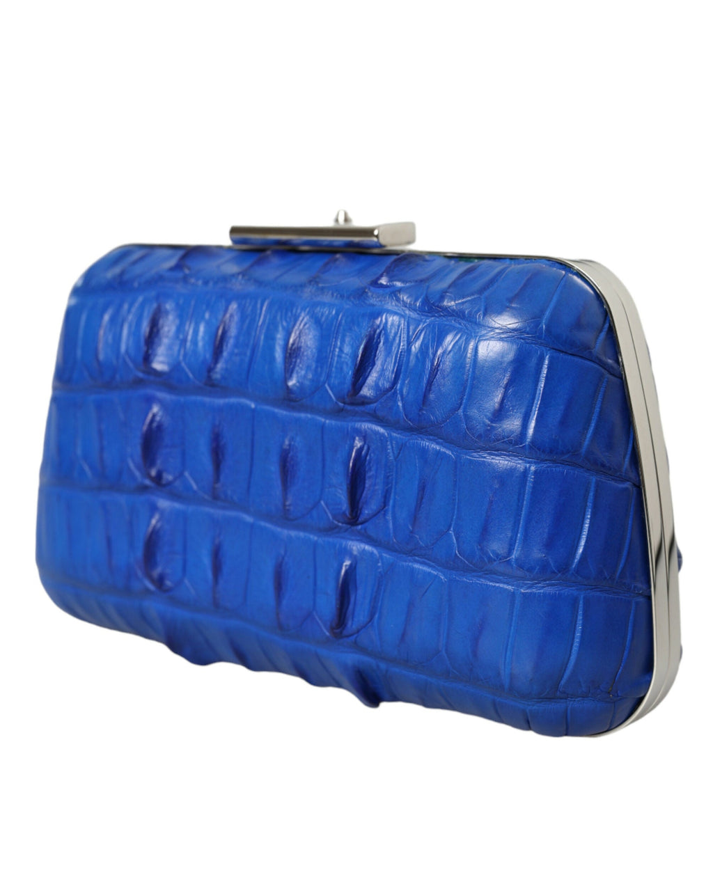 Balenciaga – Crocodile Skin Leather Evening Clutch Bag Blue Electrique