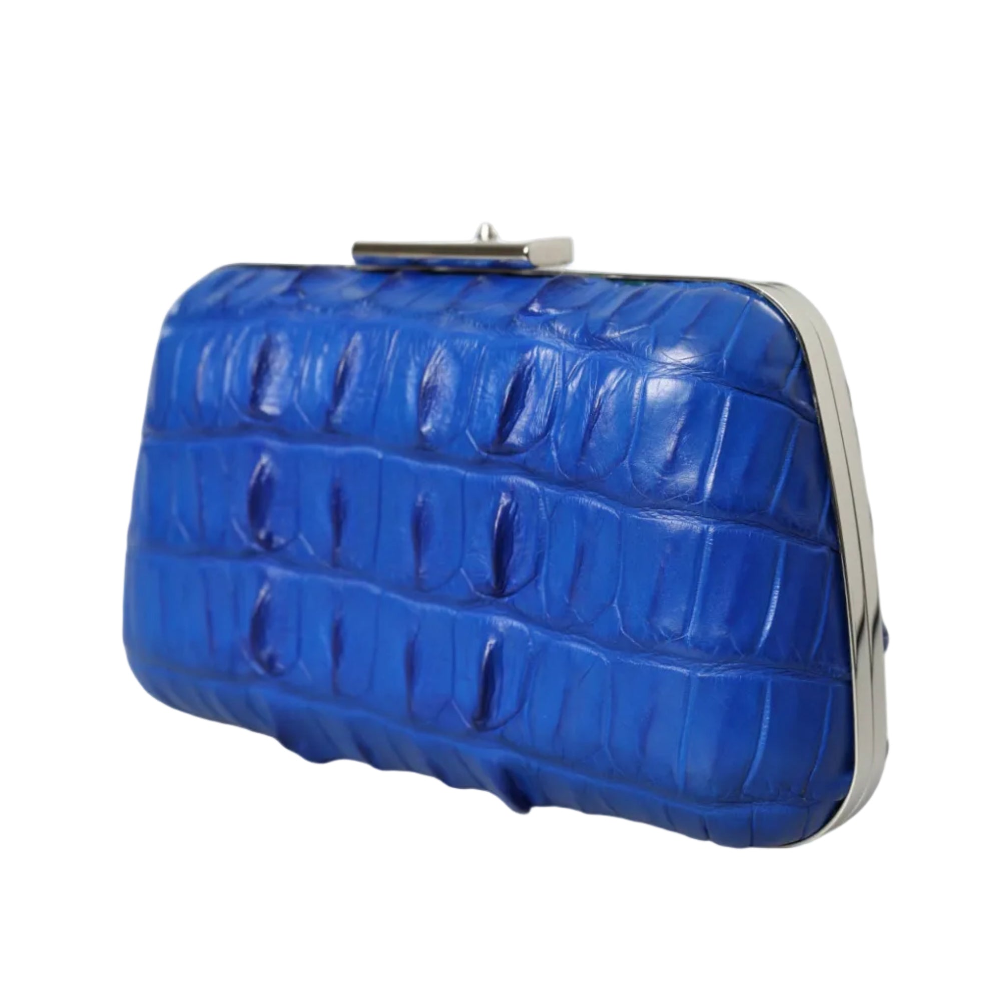 Balenciaga – Crocodile Skin Leather Evening Clutch Bag Blue Electrique