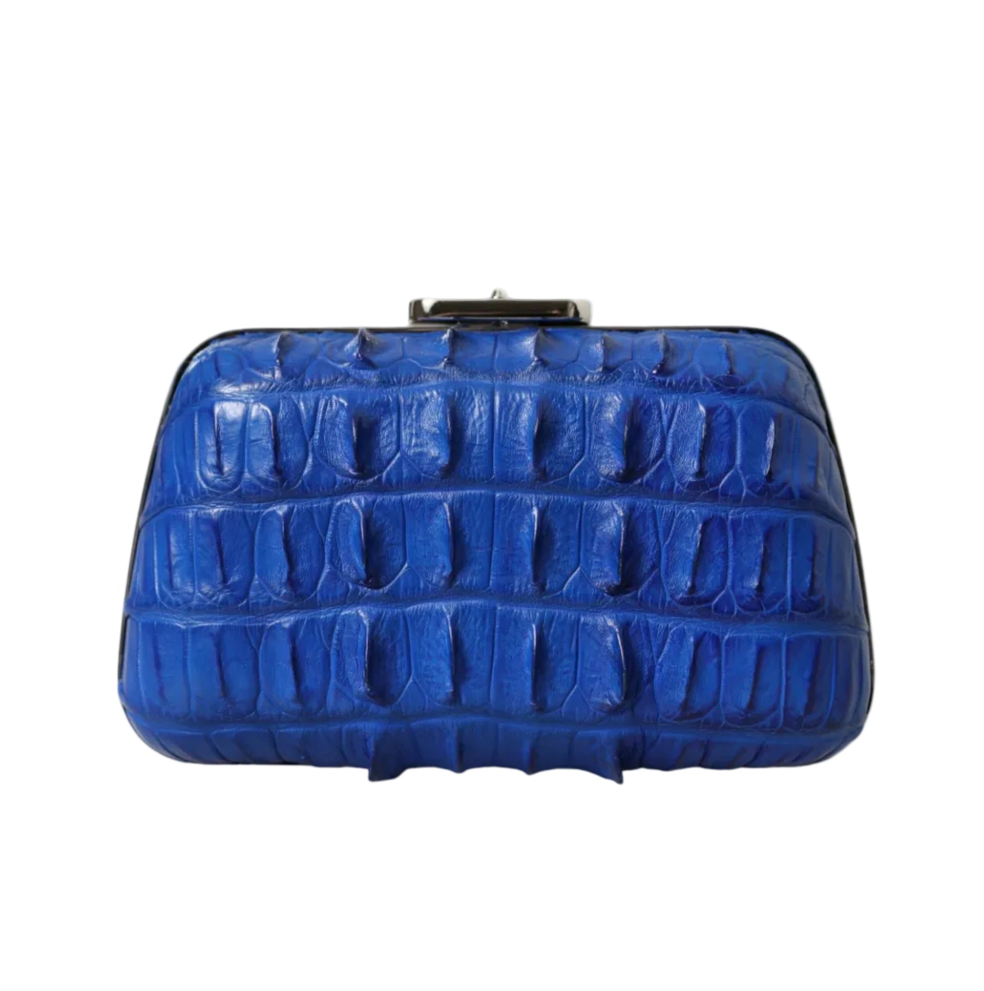 Balenciaga – Crocodile Skin Leather Evening Clutch Bag Blue Electrique