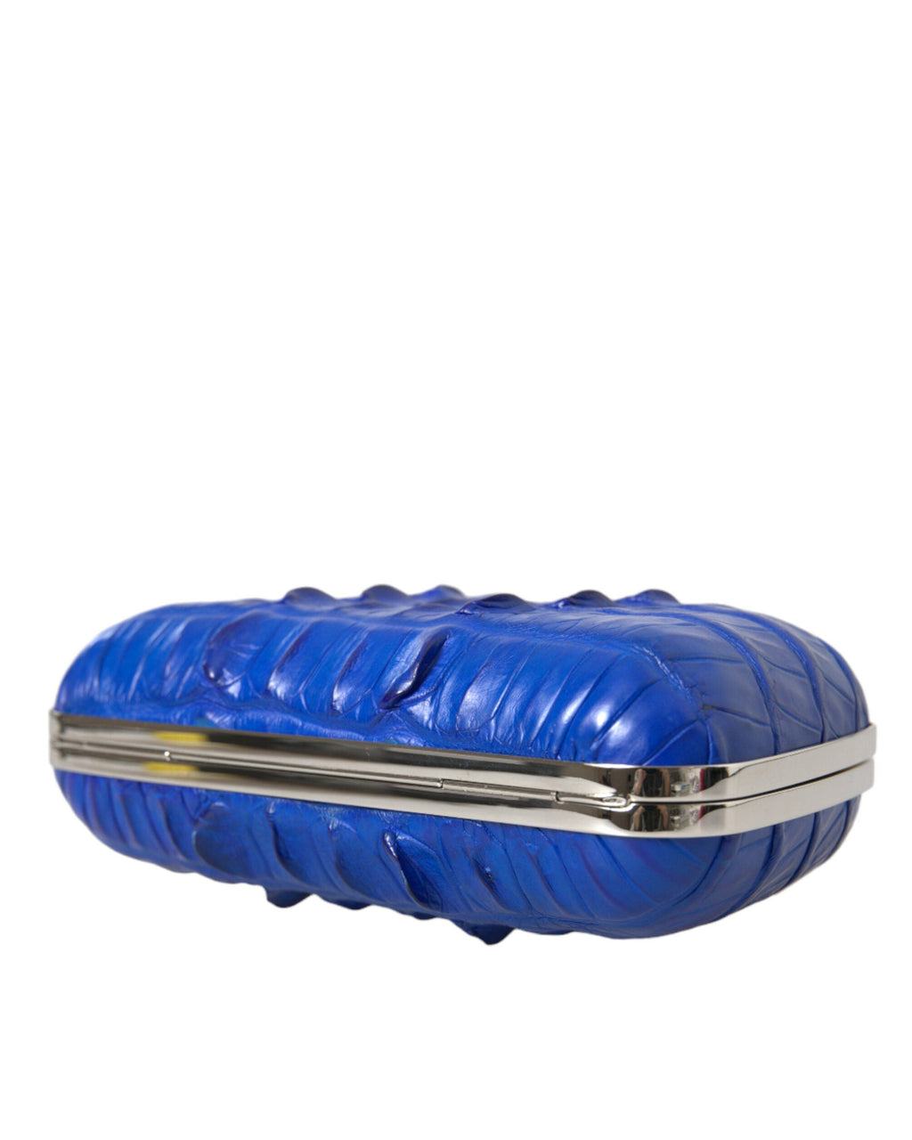 Balenciaga – Crocodile Skin Leather Evening Clutch Bag Blue Electrique