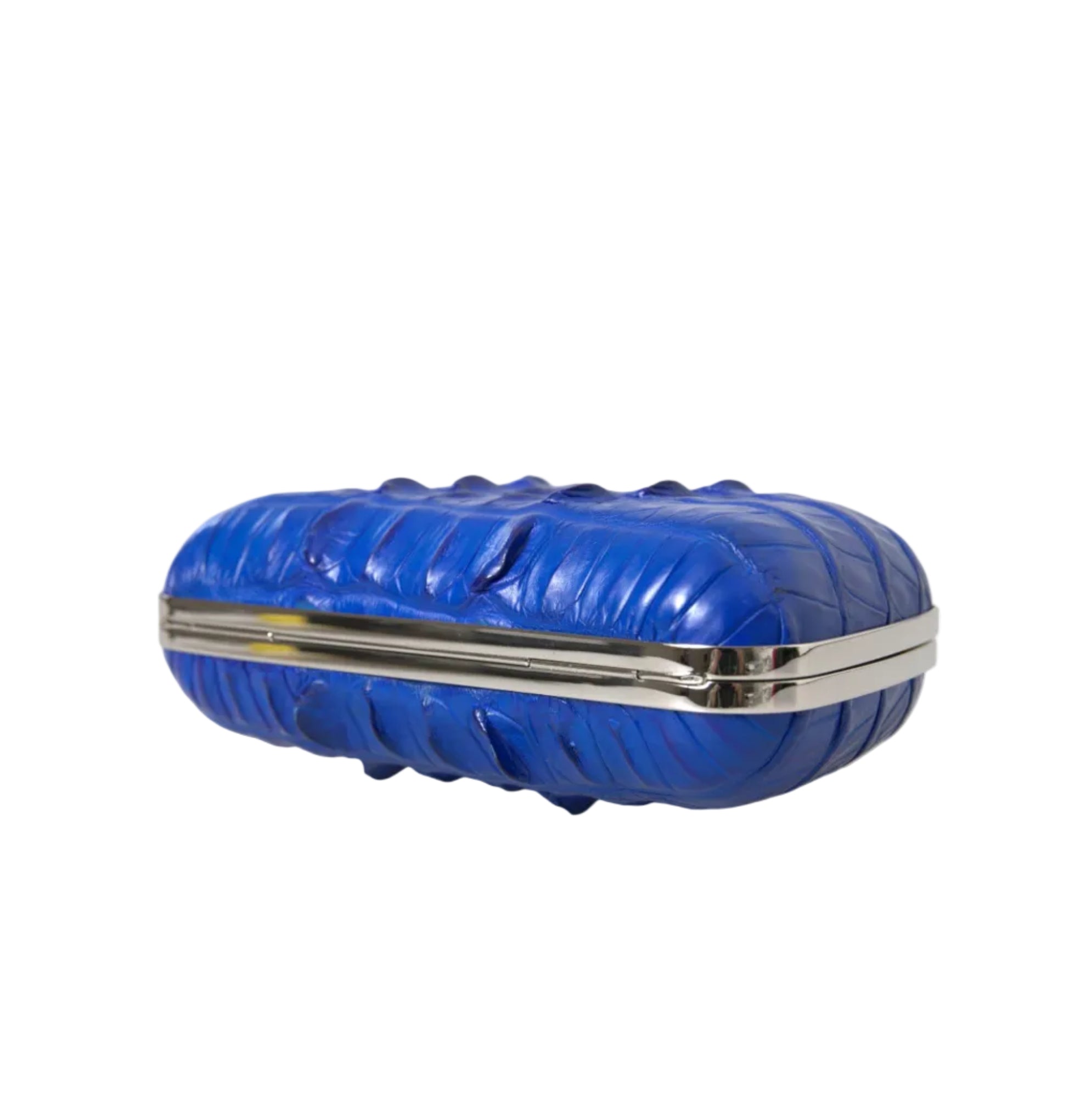 Balenciaga – Crocodile Skin Leather Evening Clutch Bag Blue Electrique