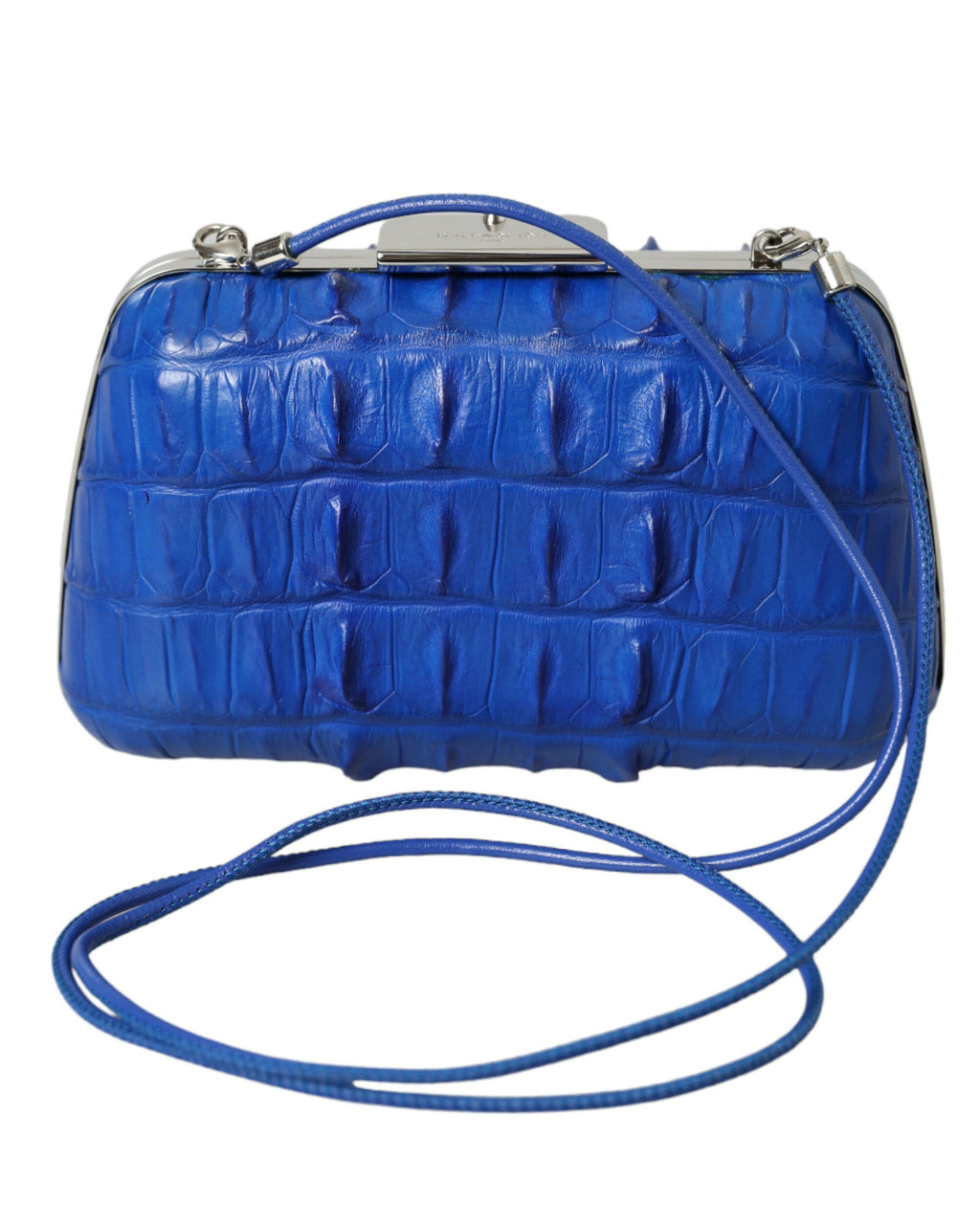 Balenciaga – Crocodile Skin Leather Evening Clutch Bag Blue Electrique