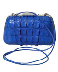 Balenciaga – Crocodile Skin Leather Evening Clutch Bag Blue Electrique