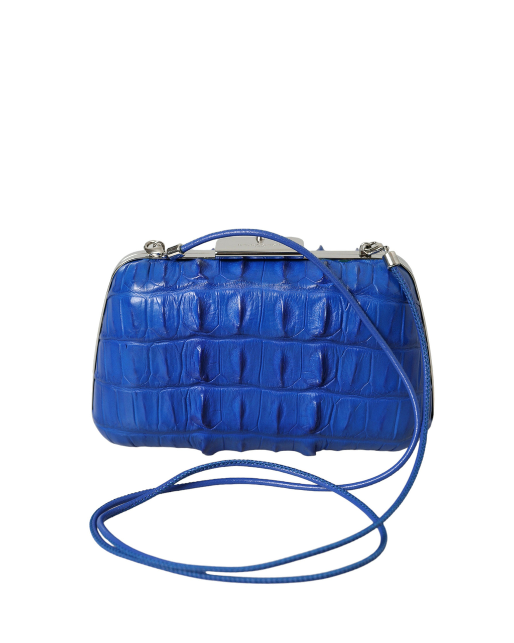 Balenciaga – Crocodile Skin Leather Evening Clutch Bag Blue Electrique