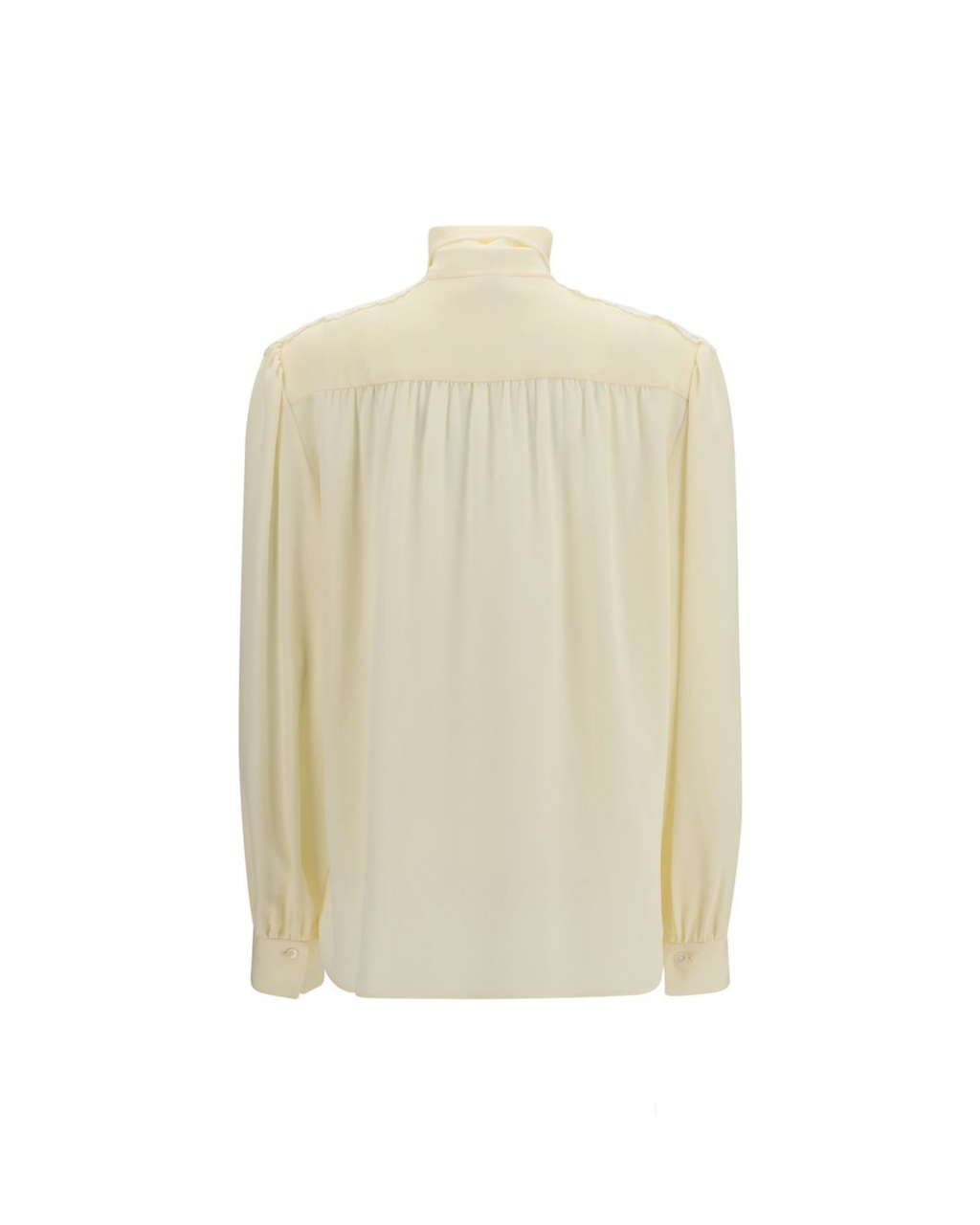 Chloé – Blusa Avorio con Fiocco al Collo e Ricami sulle Spalle