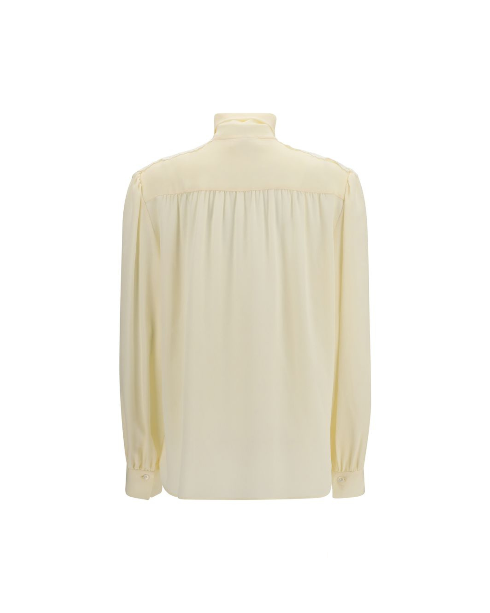 Chloé – Blusa Avorio con Fiocco al Collo e Ricami sulle Spalle