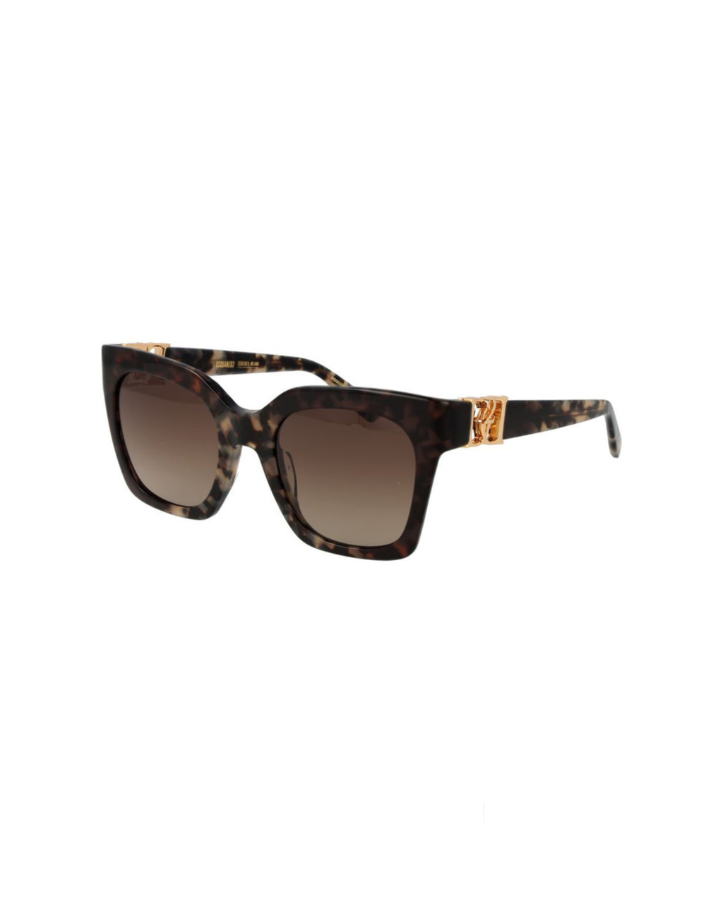 Dsquared2 – Occhiali da Sole Cat-Eye Havana con Logo Metallico Dorato