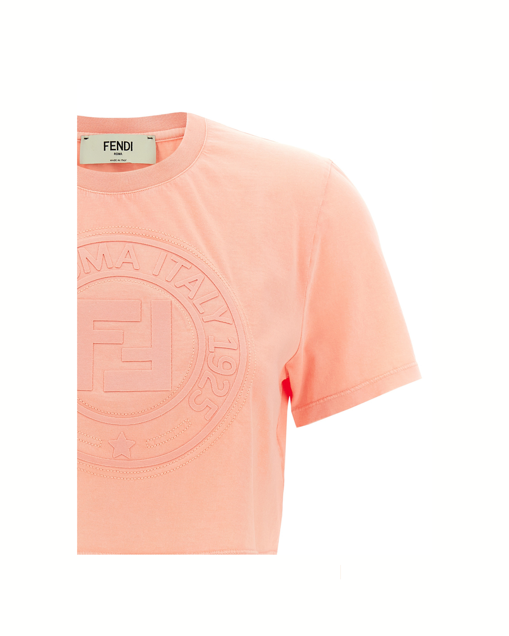 Fendi Roma Embroidered Crop T-Shirt