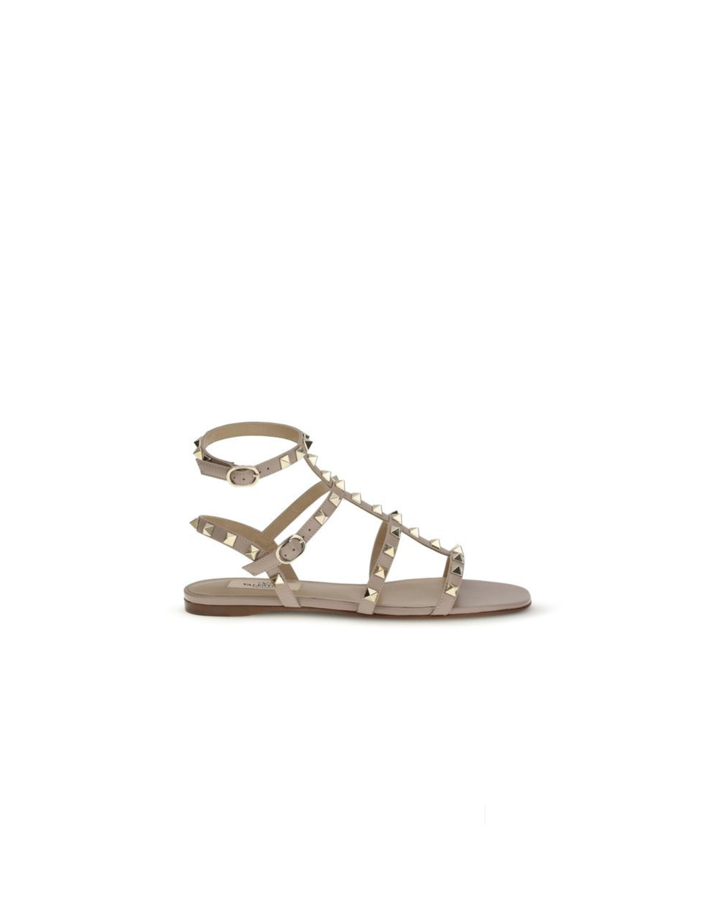 Valentino Garavani – Sandali Rockstud Flat in Pelle Nude