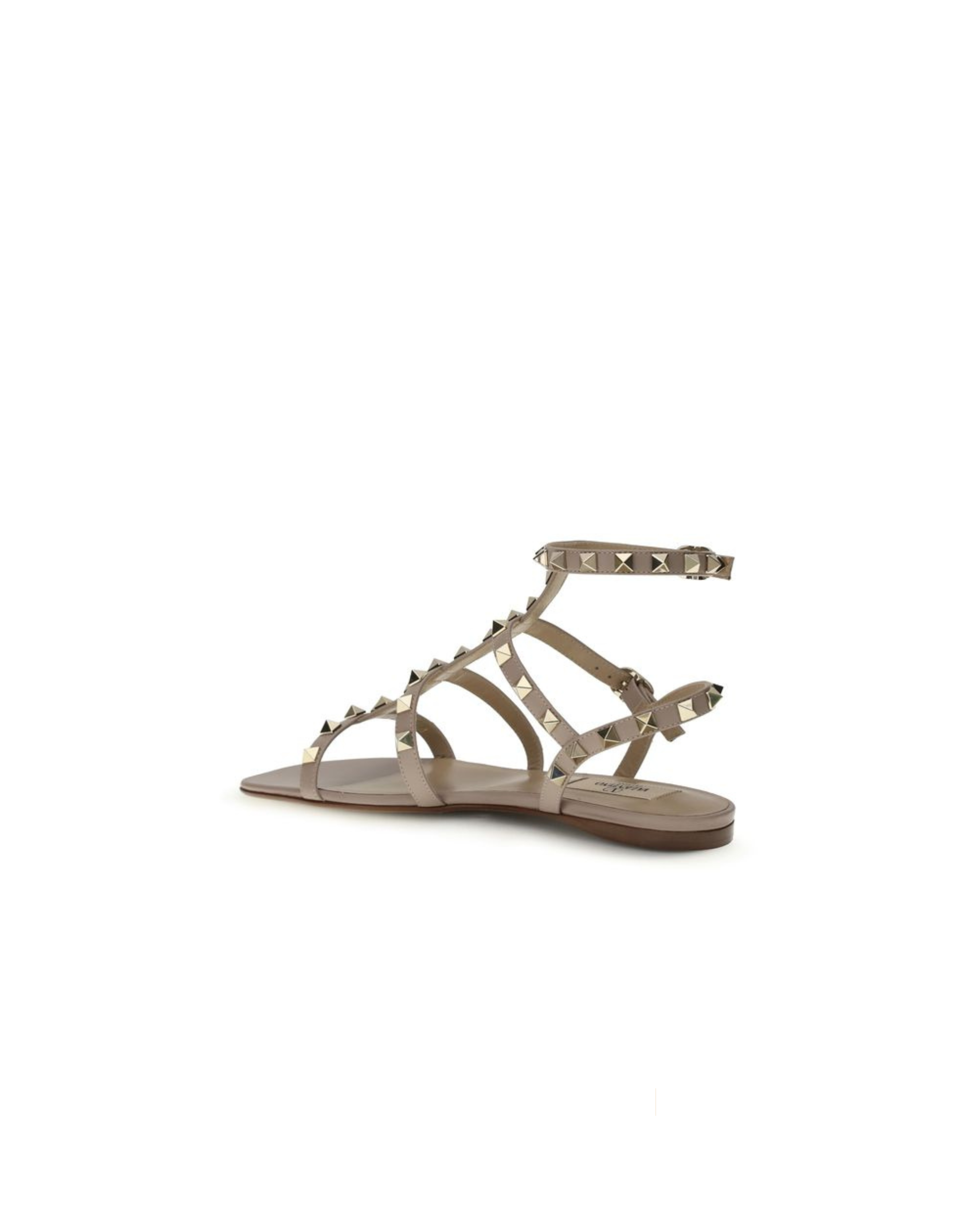 Valentino Garavani – Sandali Rockstud Flat in Pelle Nude