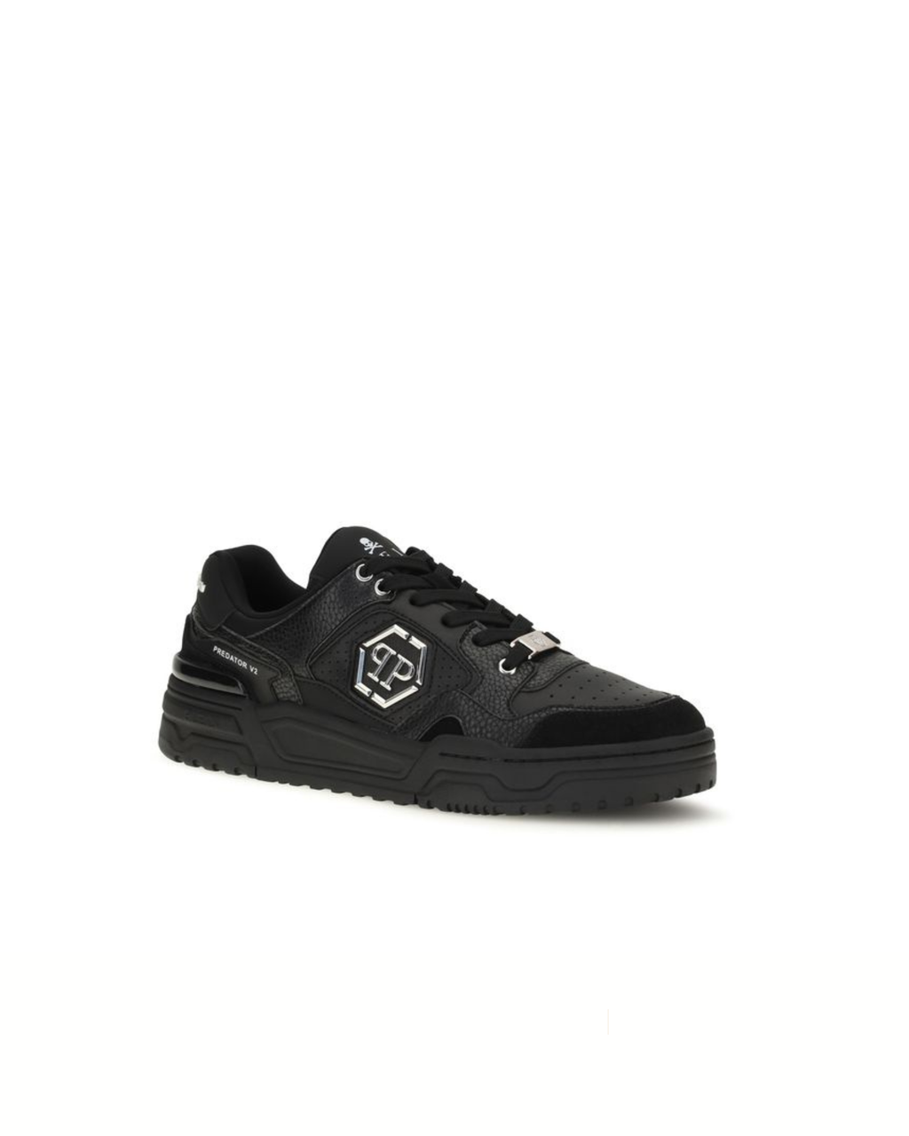 Philipp Plein Predator V2 Low Top Sneakers Nere con Logo Hexagon PP