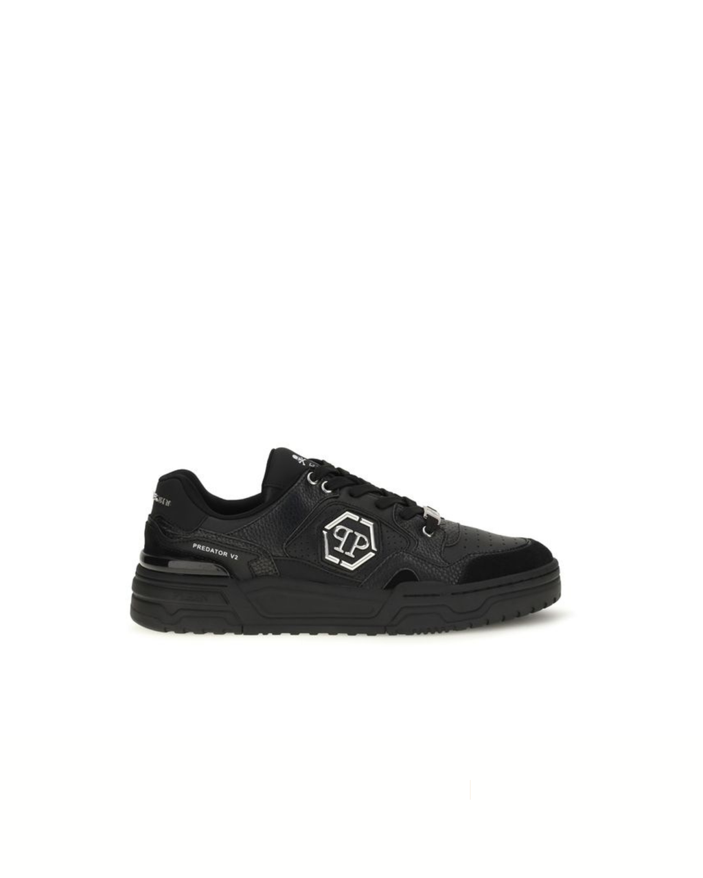 Philipp Plein Predator V2 Low Top Sneakers Nere con Logo Hexagon PP