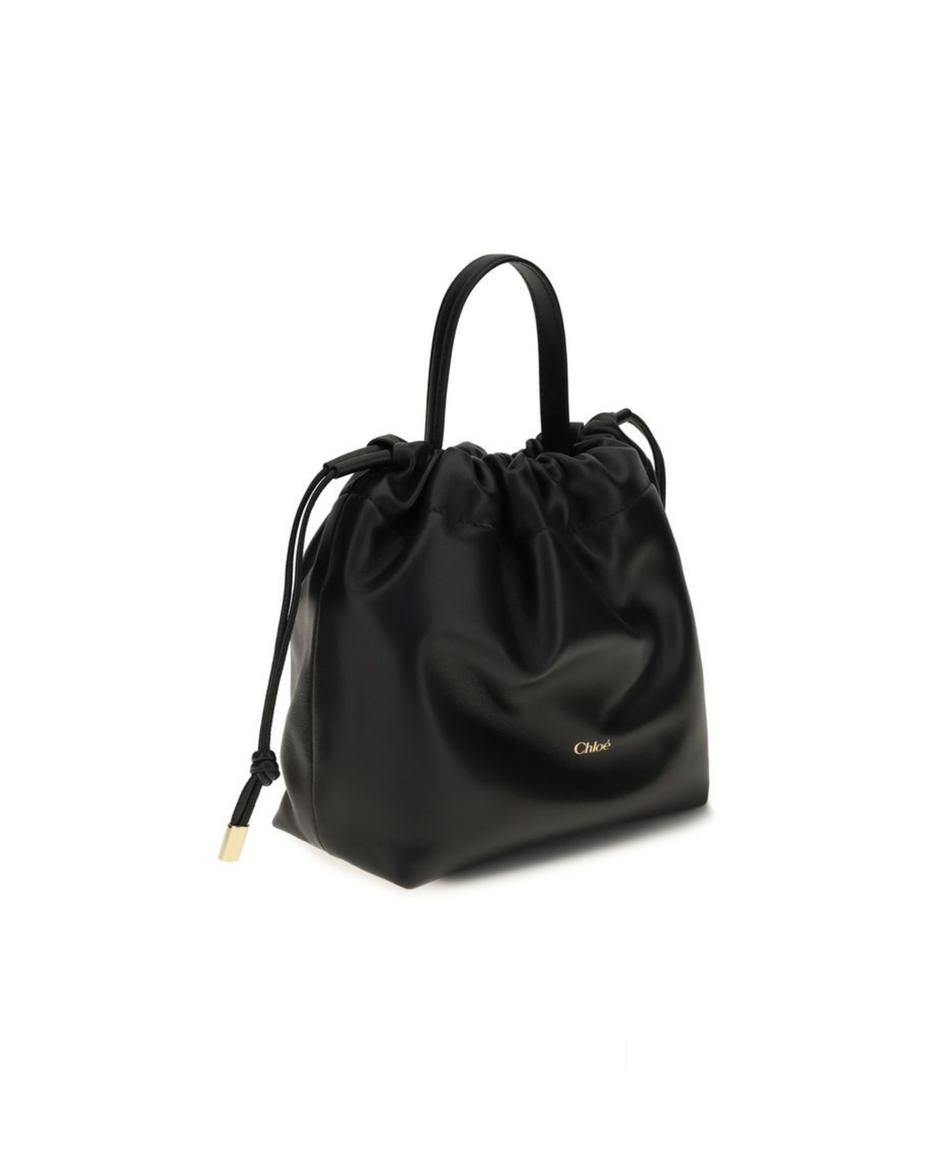 Chloé - Icons Shoulder Bag in Pelle Nera con Chiusura a Coulisse