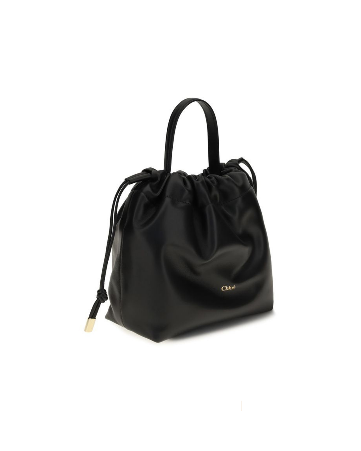 Chloé - Icons Shoulder Bag in Pelle Nera con Chiusura a Coulisse