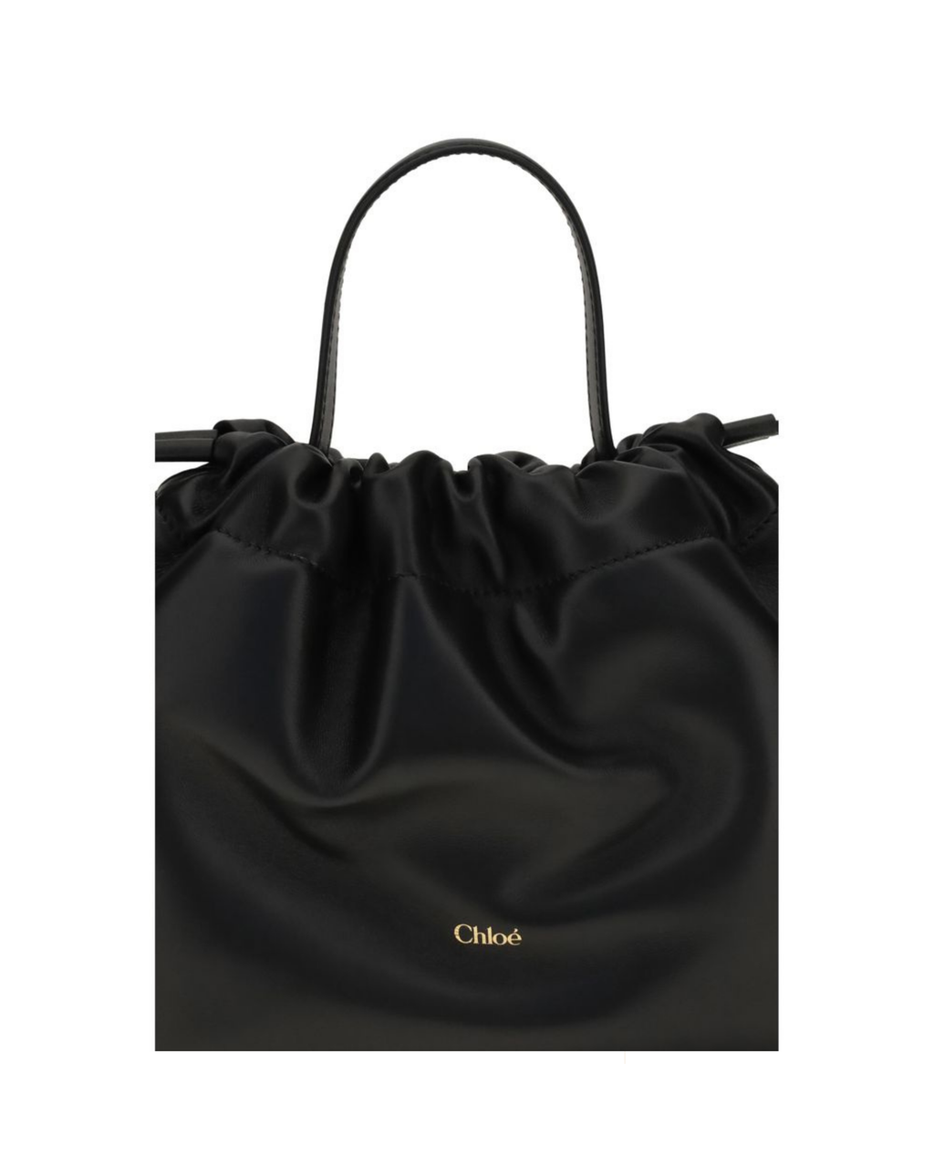 Chloé - Icons Shoulder Bag in Pelle Nera con Chiusura a Coulisse