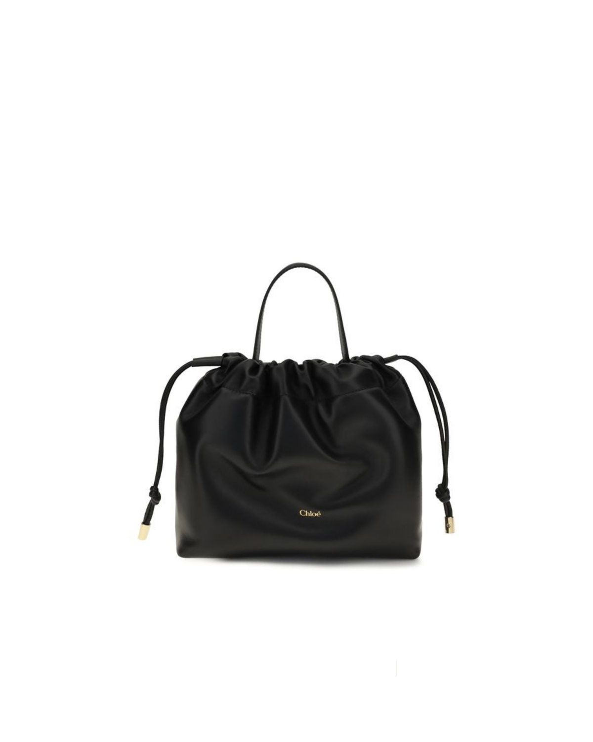Chloé - Icons Shoulder Bag in Pelle Nera con Chiusura a Coulisse