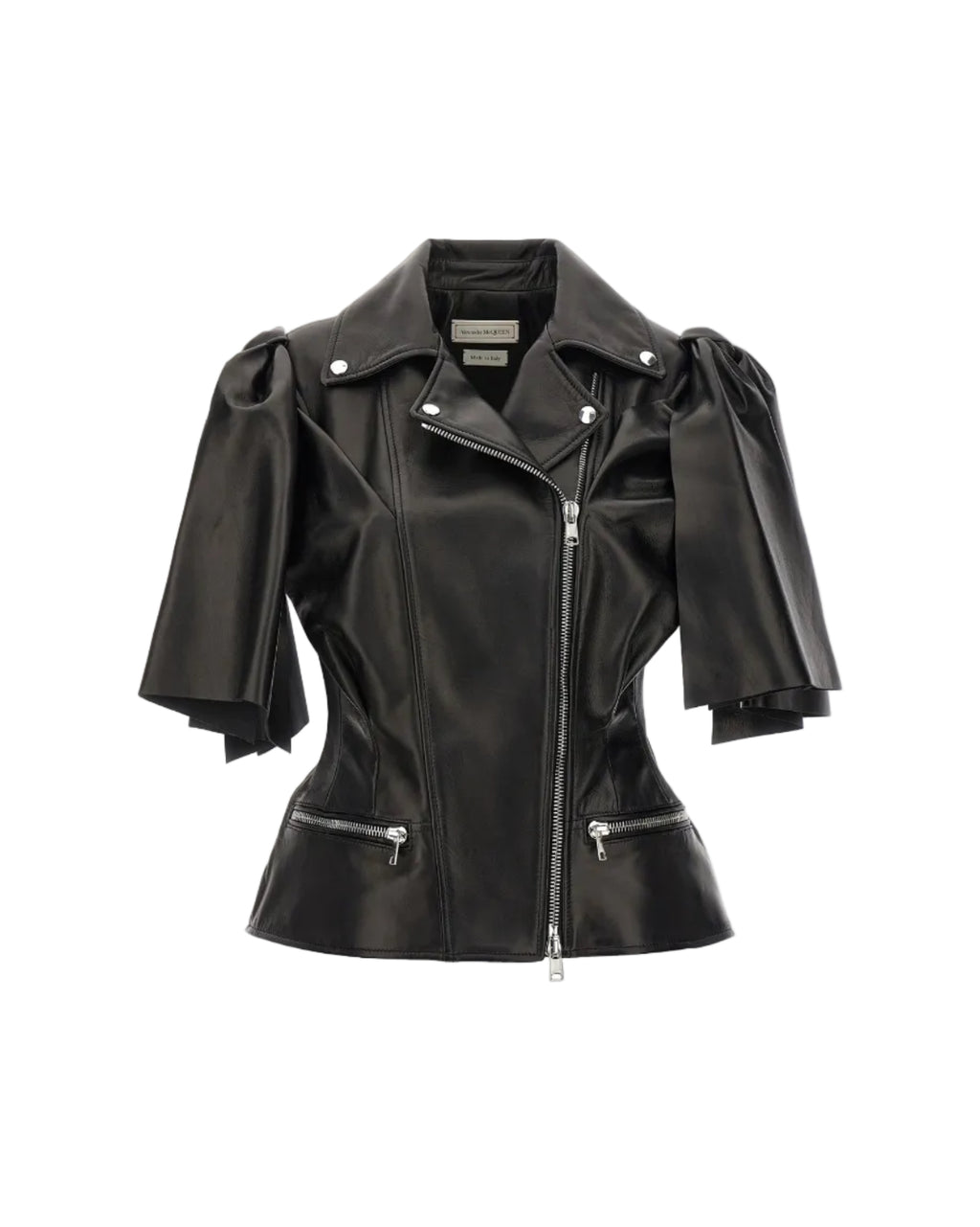 Alexander McQueen – Bow Knot Leather Biker Jacket Black