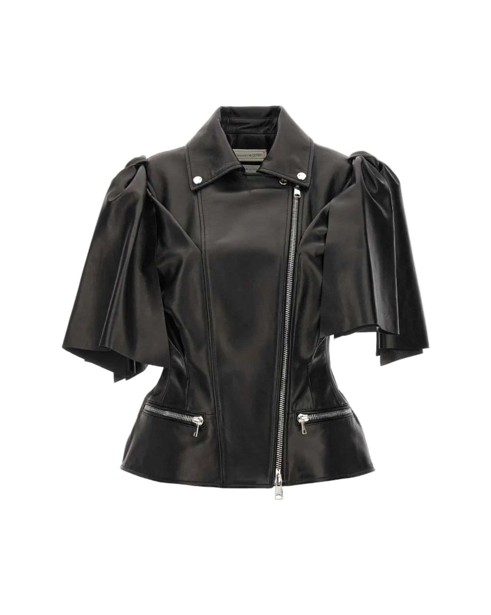 Alexander McQueen – Bow Knot Leather Biker Jacket Black