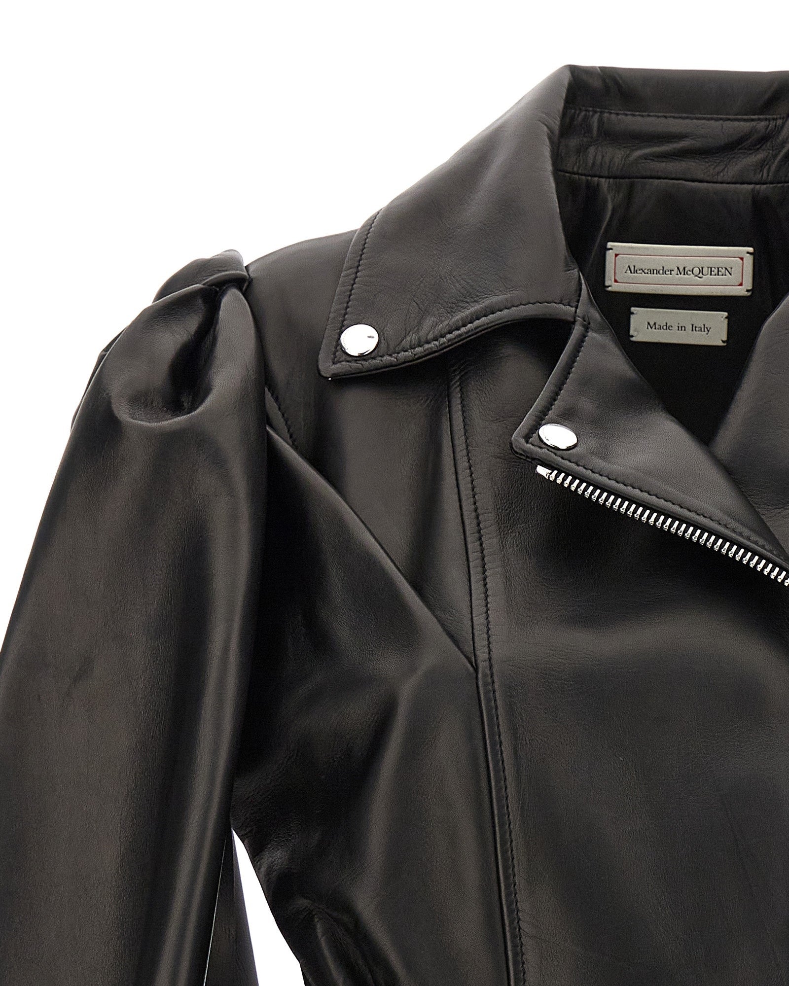 Alexander McQueen – Bow Knot Leather Biker Jacket Black
