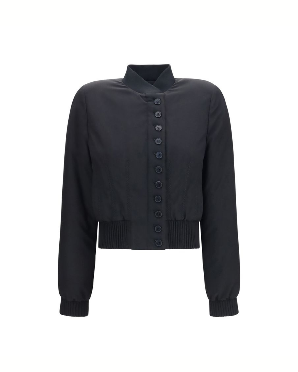 Alexander McQueen Buttoned Bomber Jacket Black