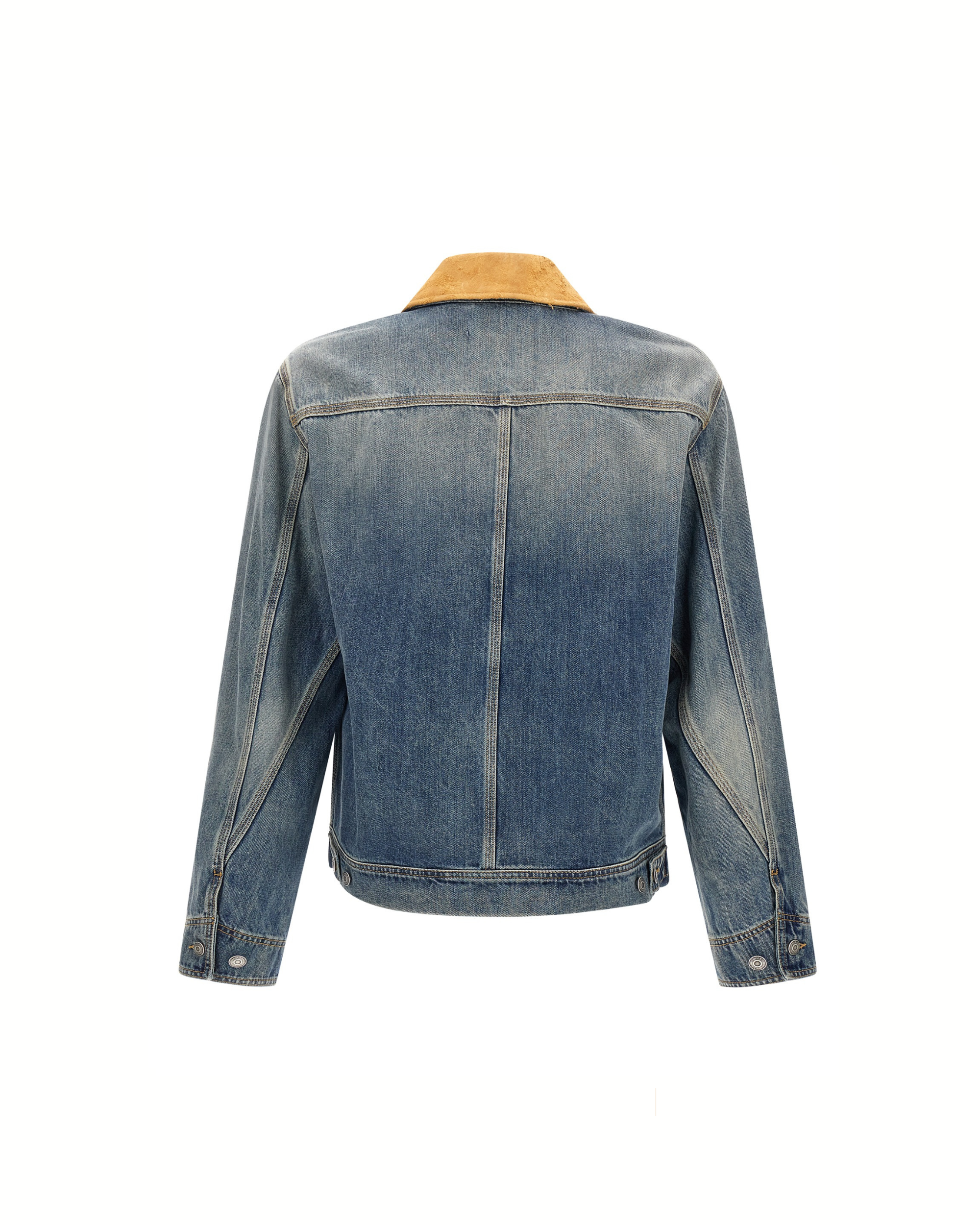 Alexander McQueen Stonewashed Denim Jacket with Suede Collar