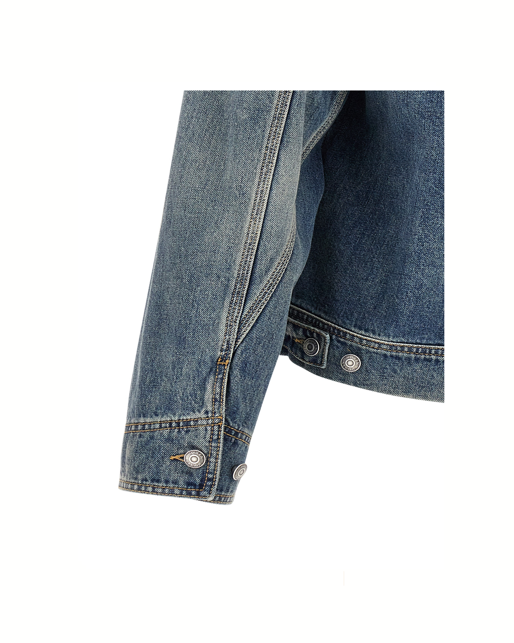Alexander McQueen Stonewashed Denim Jacket with Suede Collar