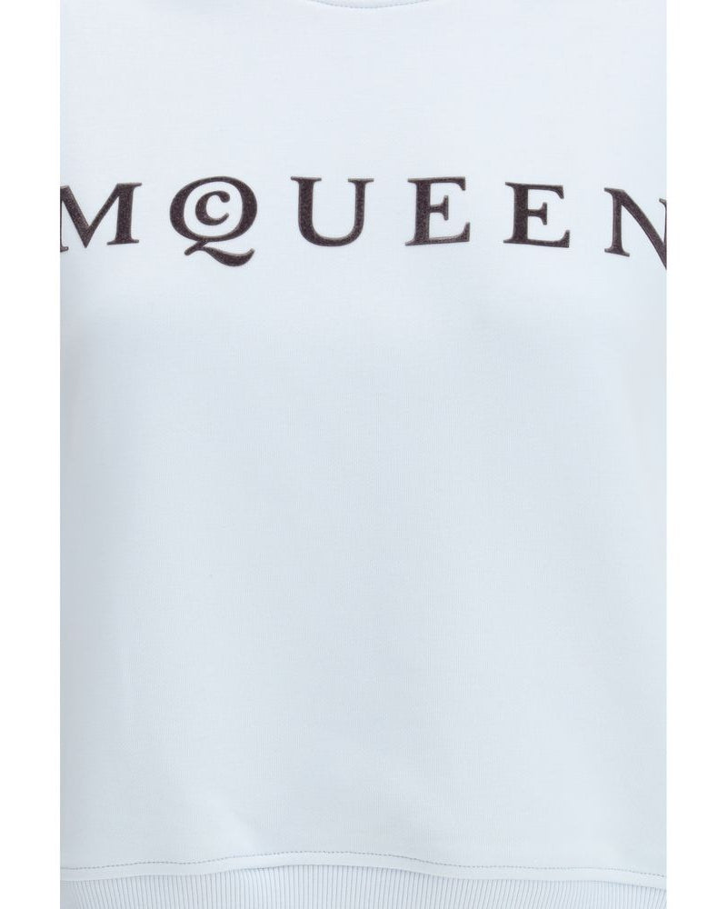 Alexander McQueen – Felpa Oversize Celeste con Logo McQueen a Contrasto