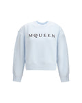 Alexander McQueen – Felpa Oversize Celeste con Logo McQueen a Contrasto