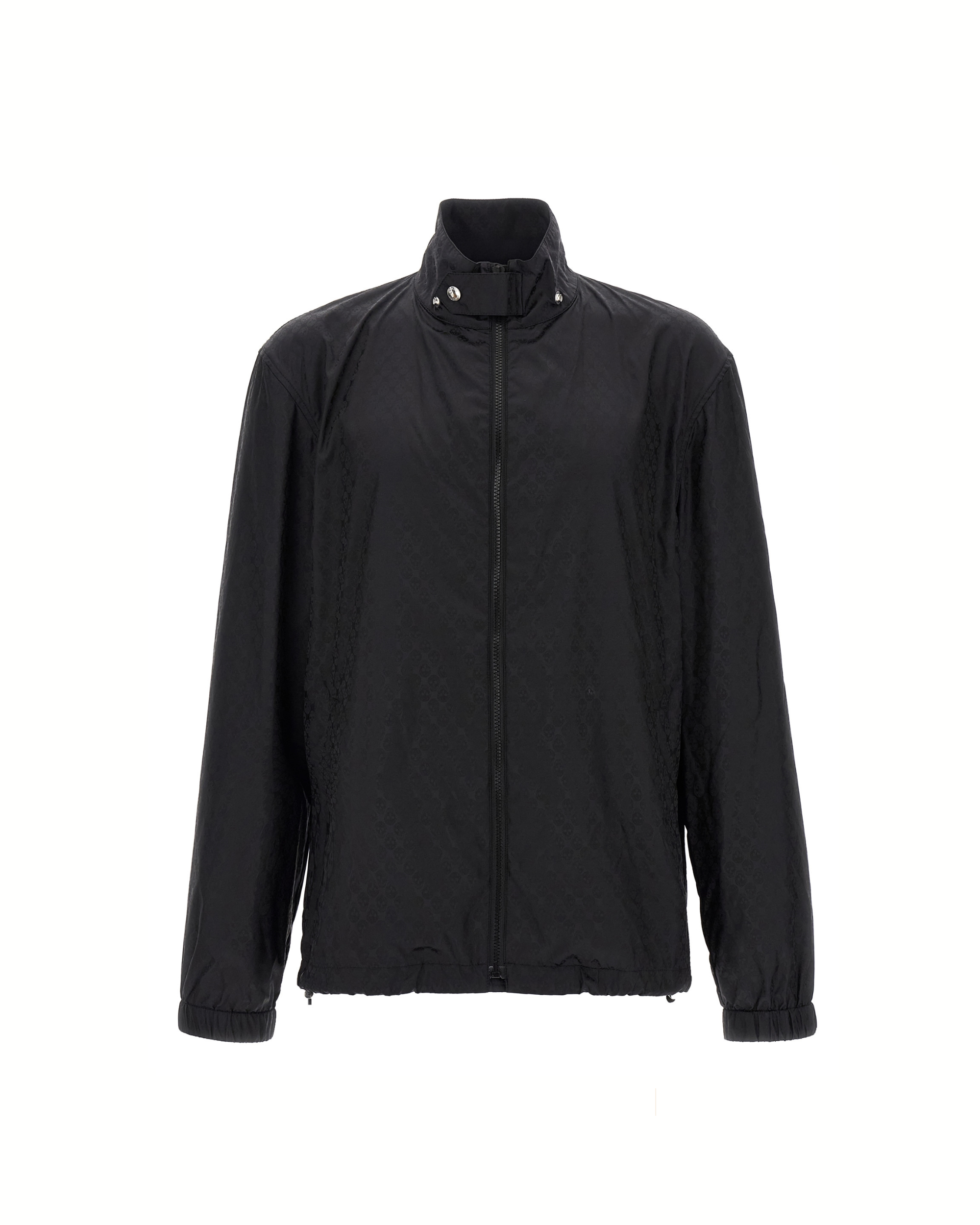 Alexander McQueen Giacca Skull Jacquard in Nylon Nero con Cappuccio