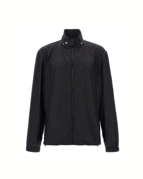 Alexander McQueen Giacca Skull Jacquard in Nylon Nero con Cappuccio