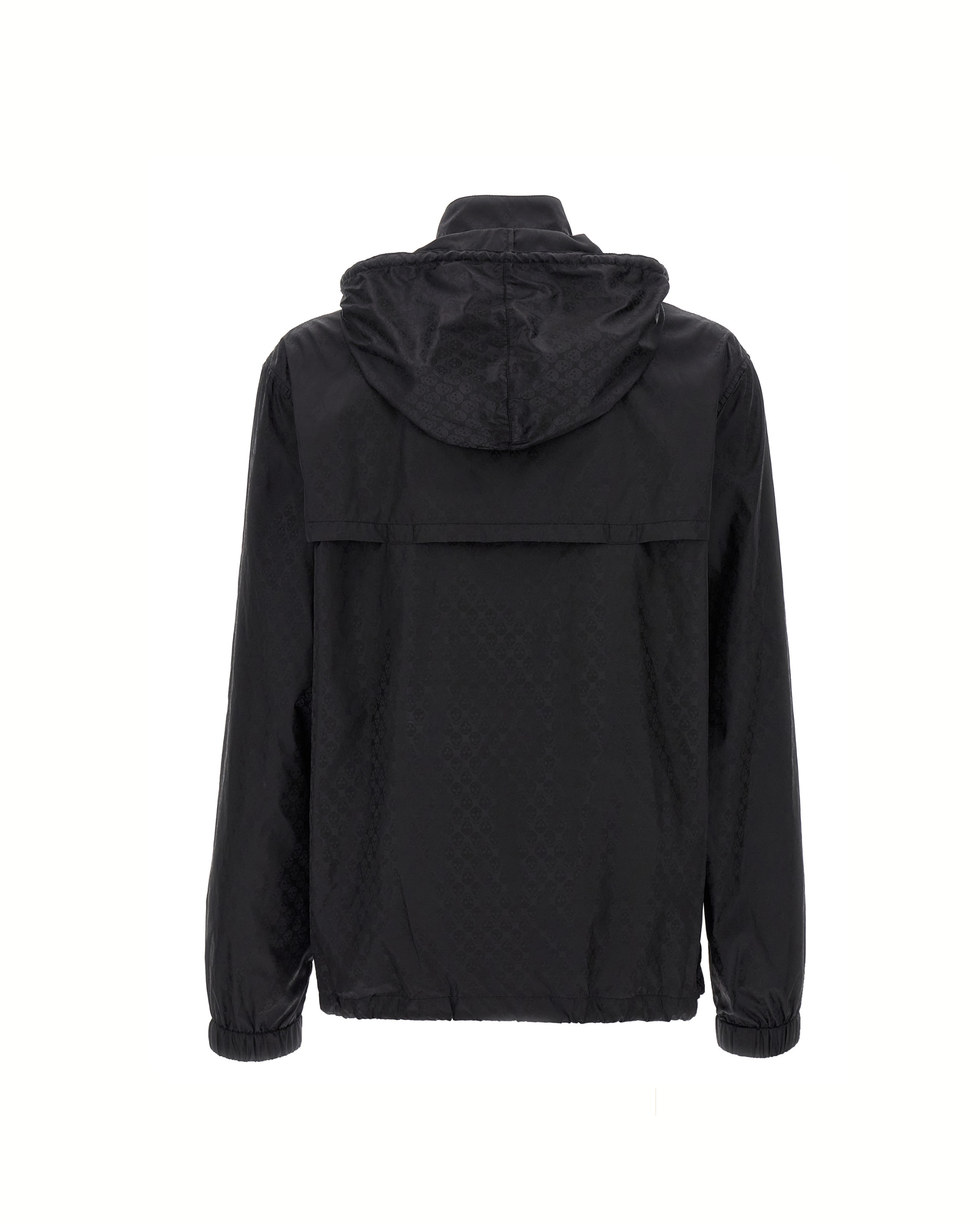 Alexander McQueen Giacca Skull Jacquard in Nylon Nero con Cappuccio