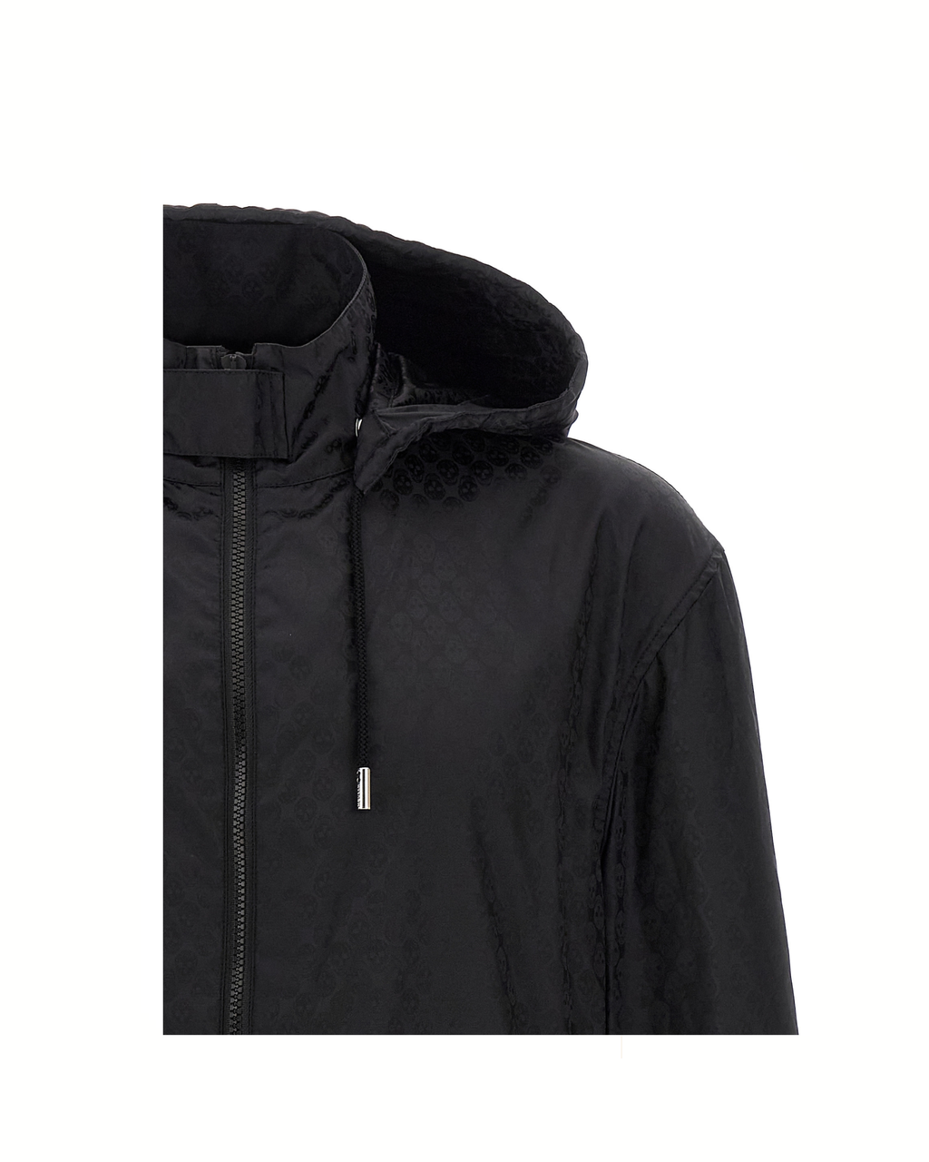 Alexander McQueen Giacca Skull Jacquard in Nylon Nero con Cappuccio