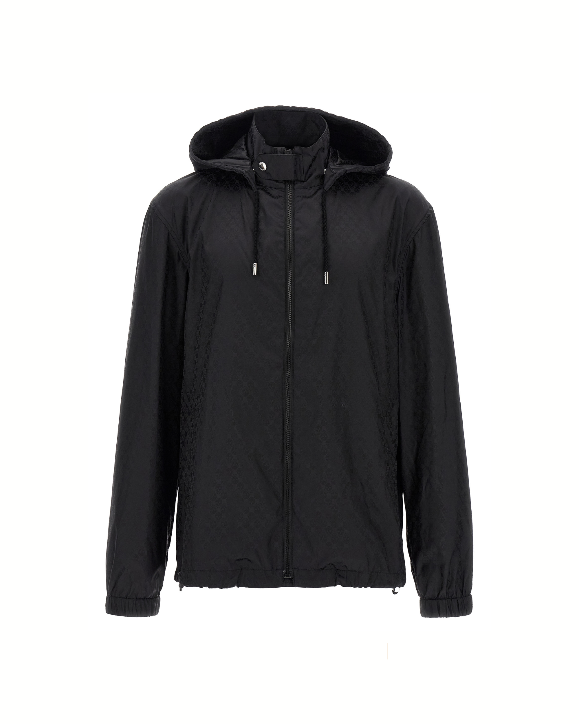 Alexander McQueen Giacca Skull Jacquard in Nylon Nero con Cappuccio