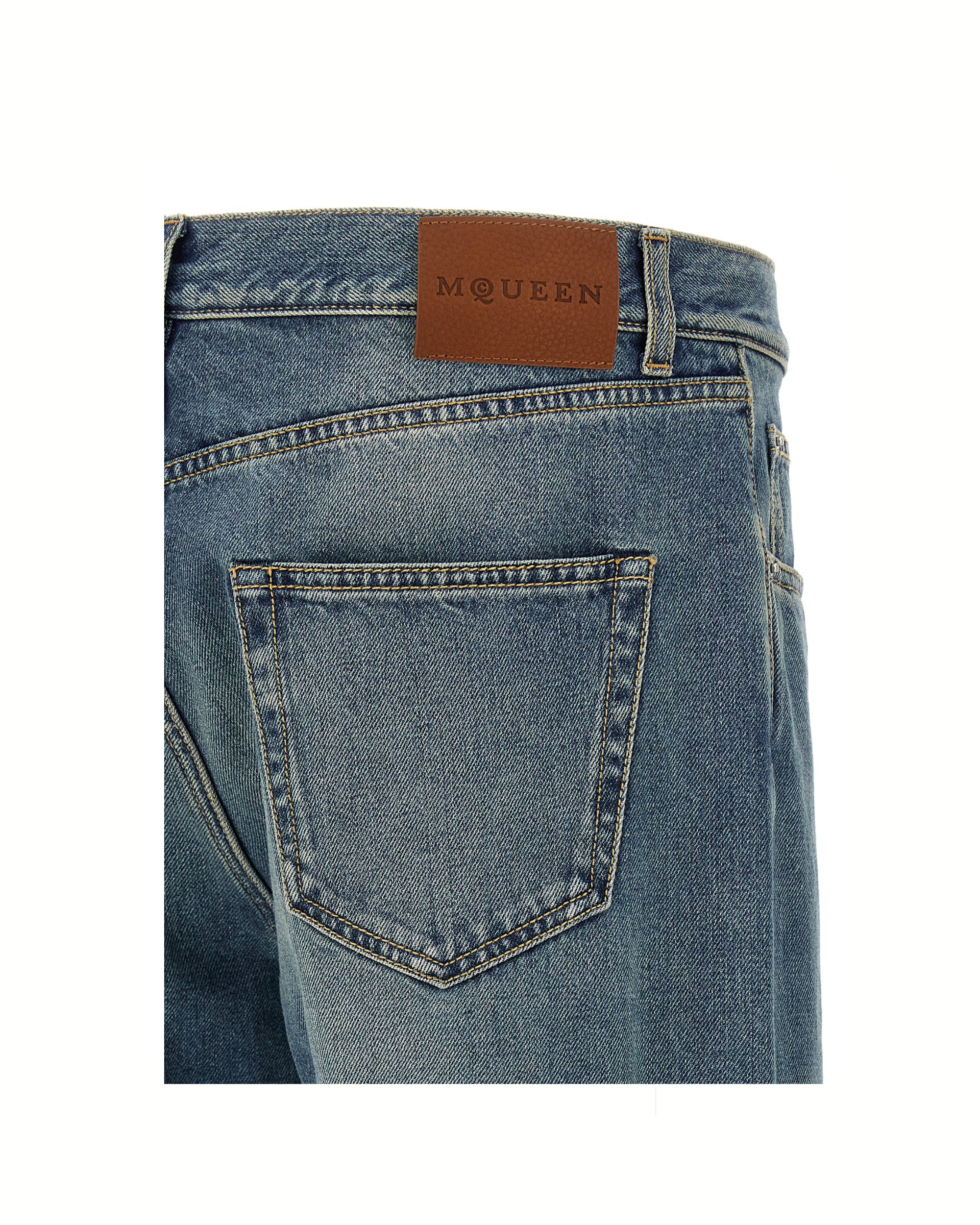 Alexander McQueen Jeans Blu Stonewashed con Skull Tag