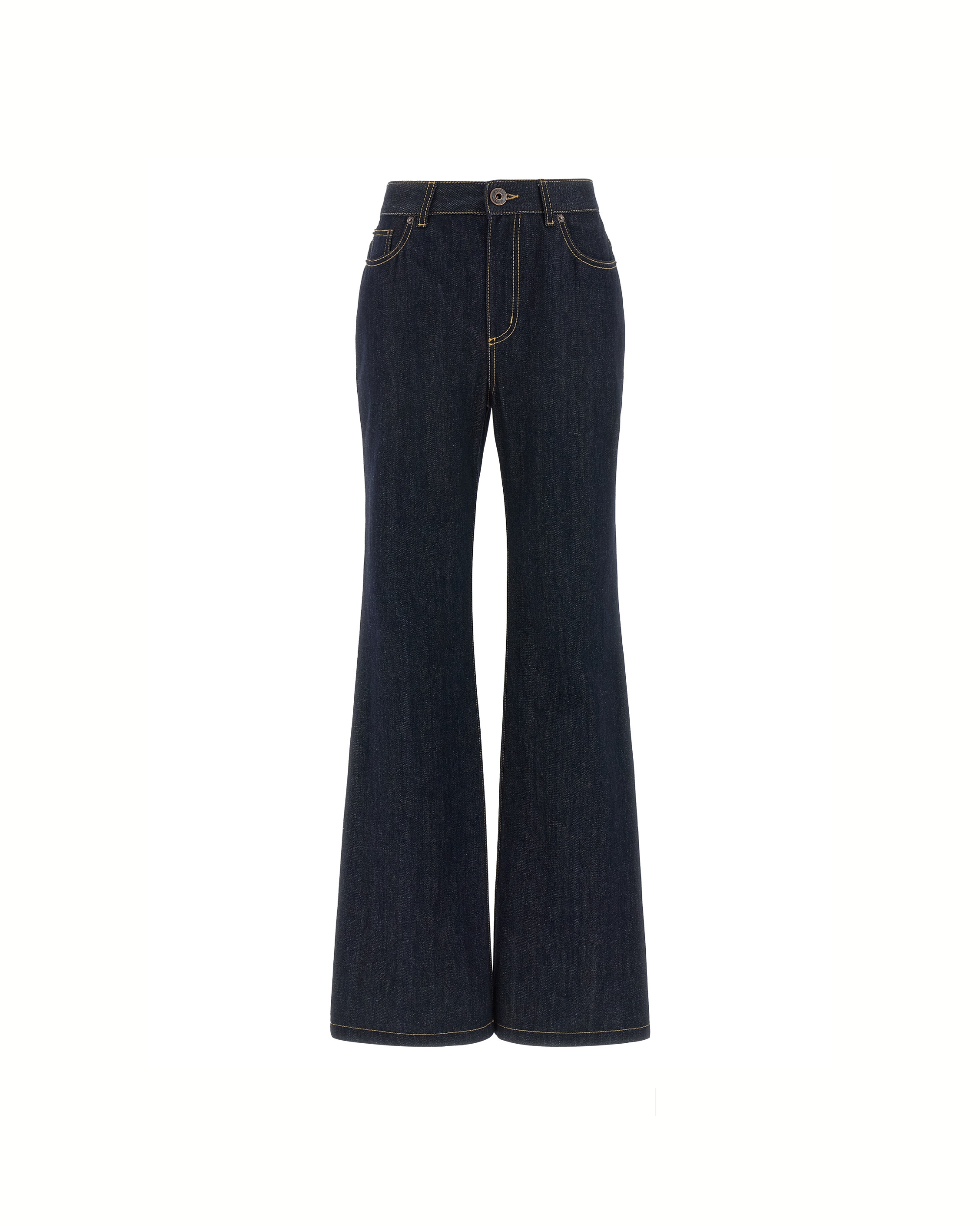 Alexander McQueen – Jeans Flared in Denim Blu con Cuciture a Contrasto