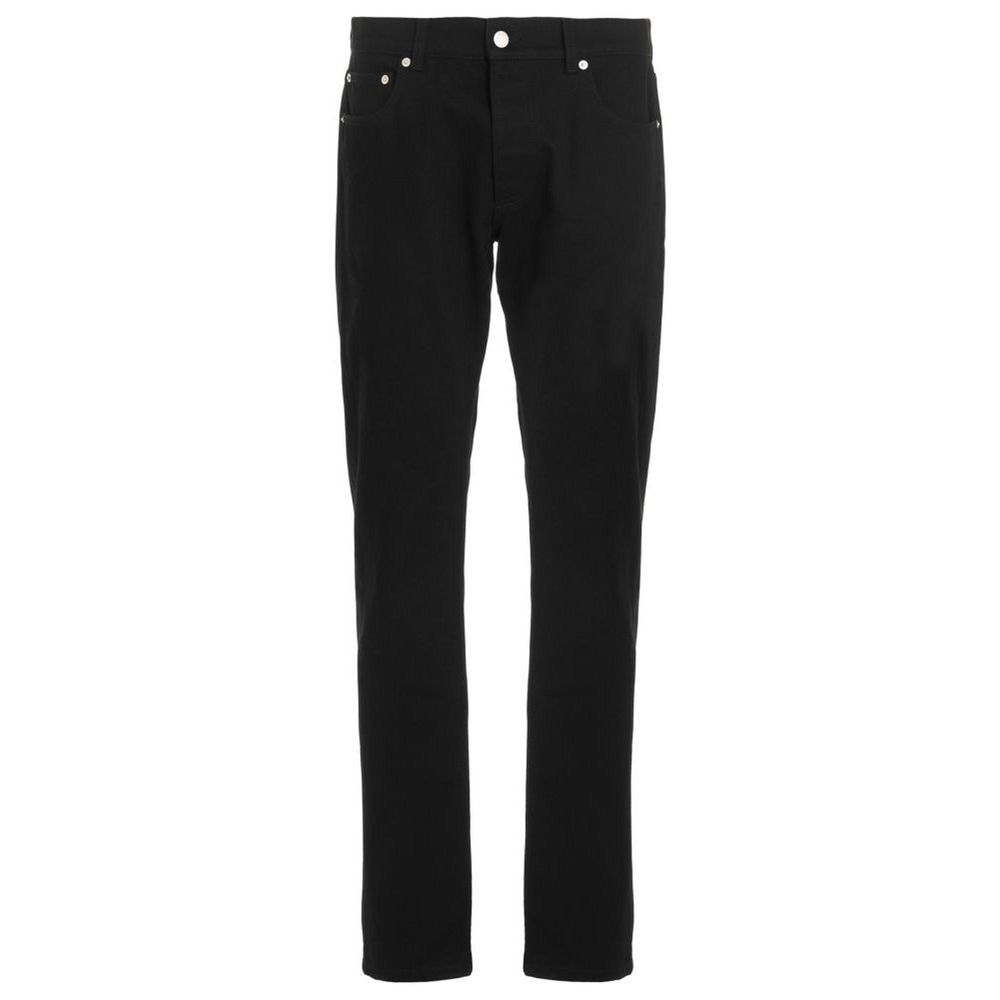 Alexander McQueen – Jeans Slim Fit Neri in Denim Premium con Logo Ricamato Tone-on-Tone