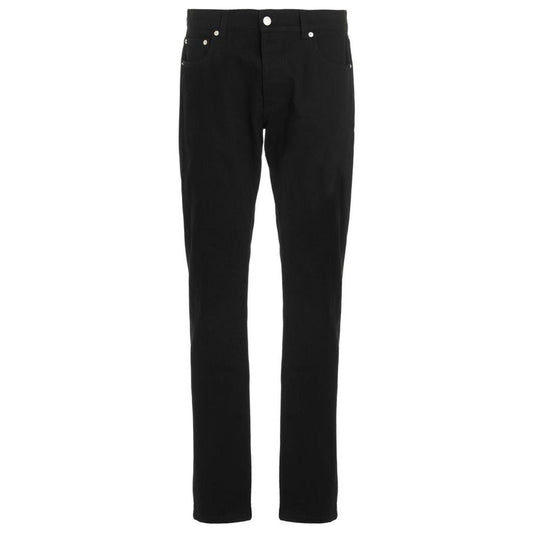 Alexander McQueen – Jeans Slim Fit Neri in Denim Premium con Logo Ricamato Tone-on-Tone