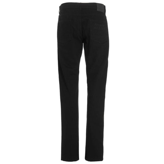 Alexander McQueen – Jeans Slim Fit Neri in Denim Premium con Logo Ricamato Tone-on-Tone